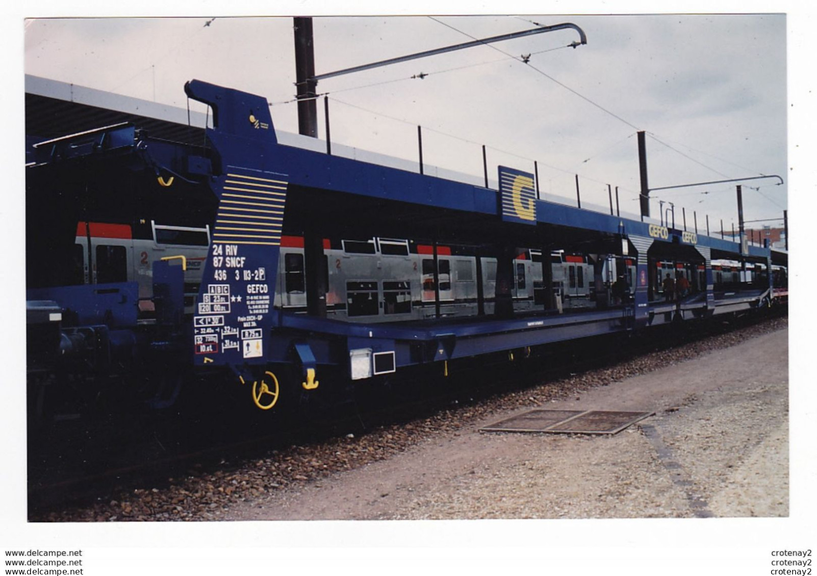 PHOTO Originale TRAINS Wagon Porte Autos SNCF GEFCO Non Datée - Trains