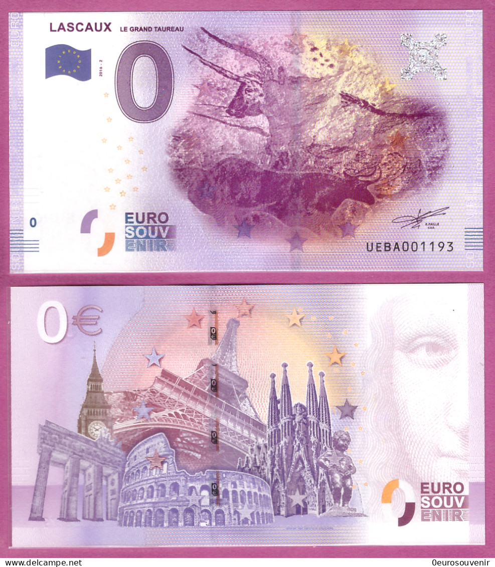 0-Euro UEBA 2016-2 LASCAUX - LE GRAND TAUREAU - Essais Privés / Non-officiels