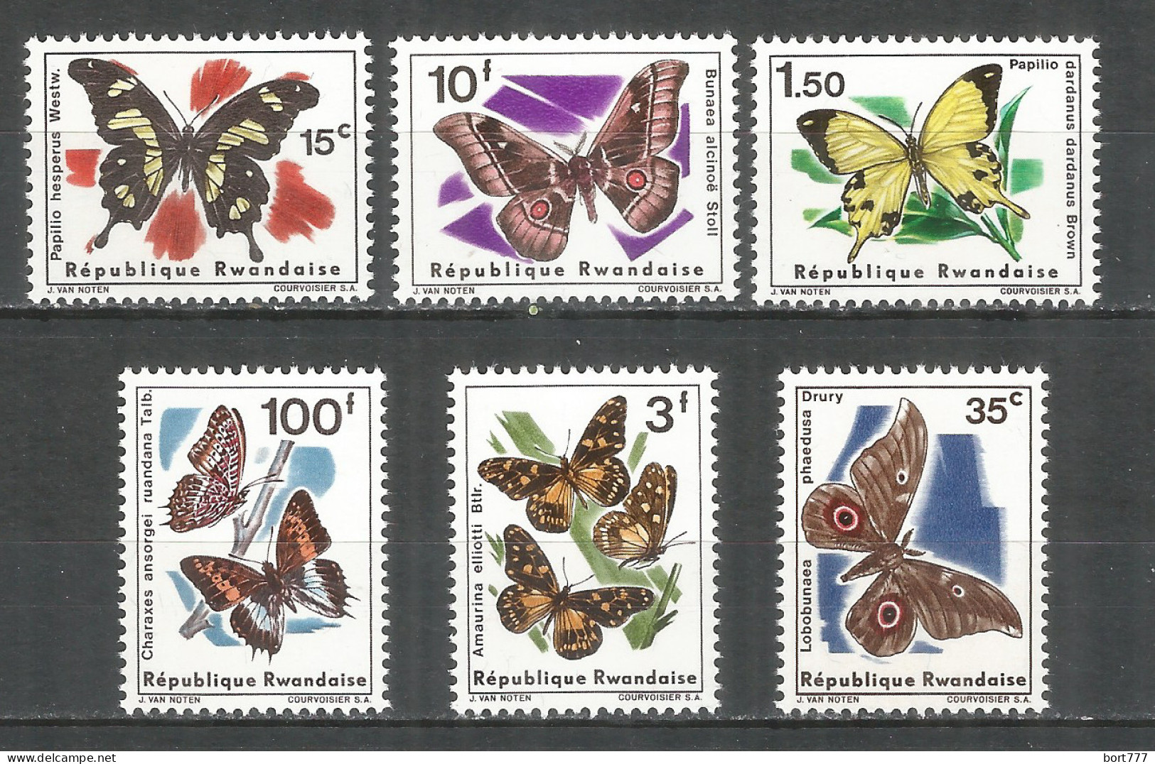 Rwanda 1966 Year ,mint Stamps MNH(**) Mi.# 147-152 Butterfly - Unused Stamps