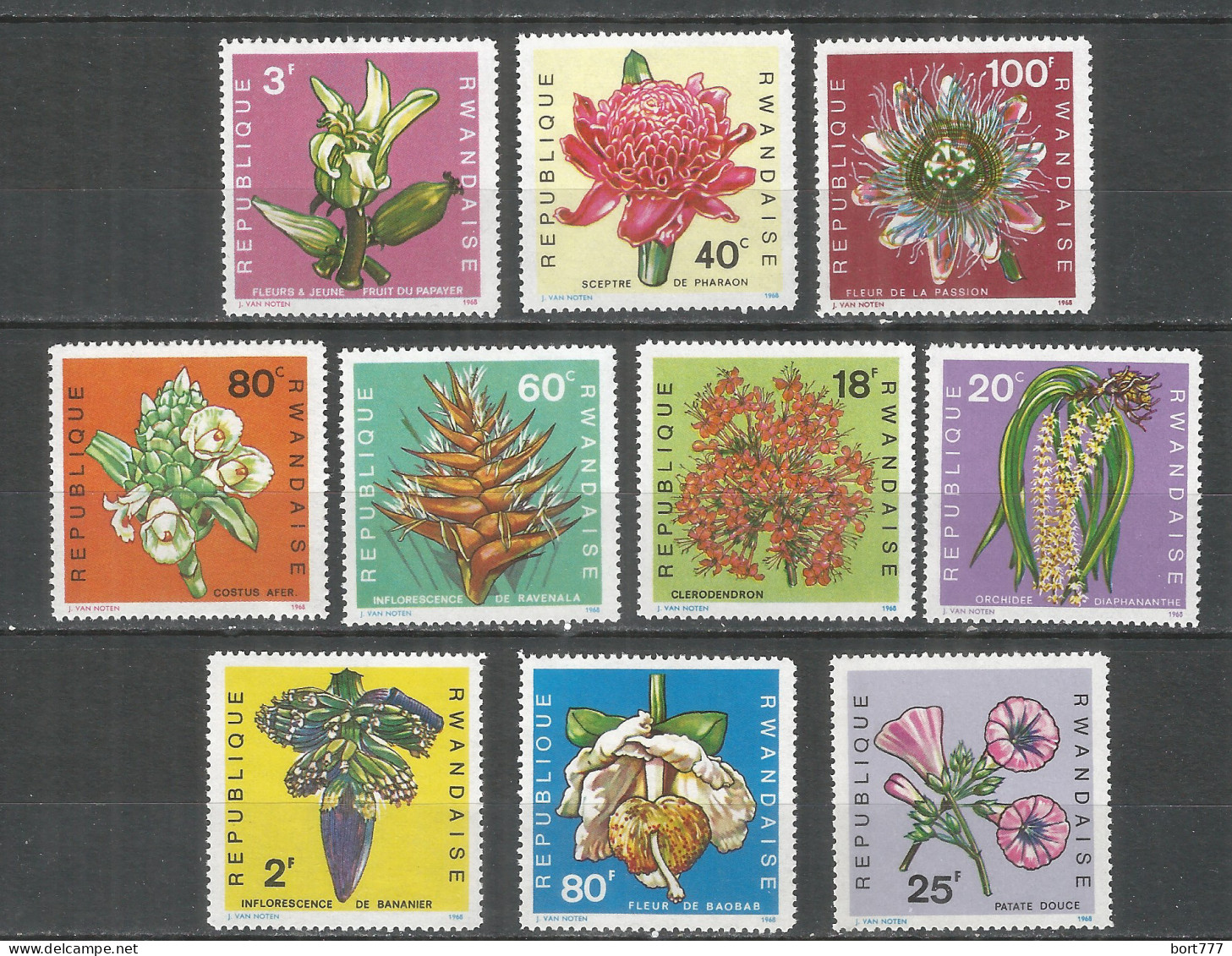 Rwanda 1968 Year ,mint Stamps MNH(**) Mi.# 272-281 Flowers - Nuovi