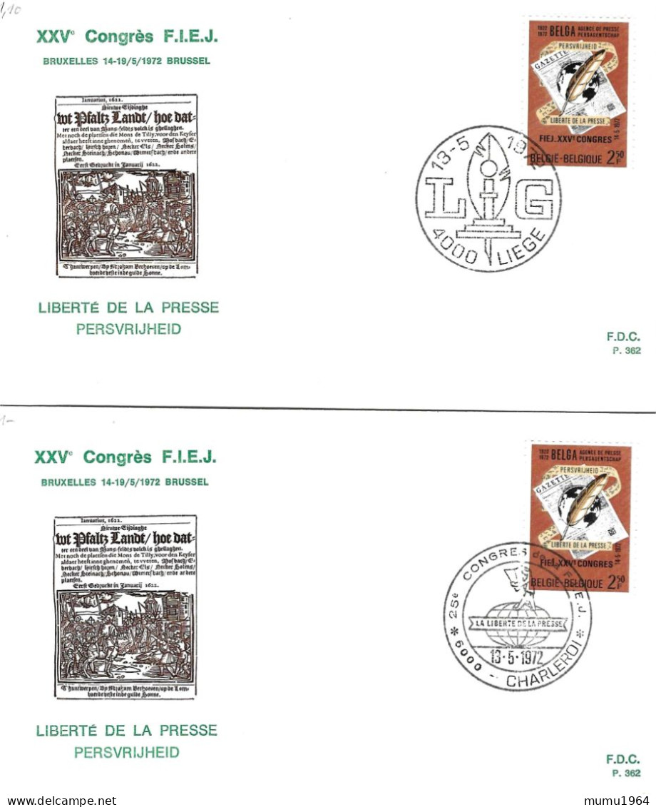 COB - FDC N° 362 - Timbre N° 1625 - 1961-1970