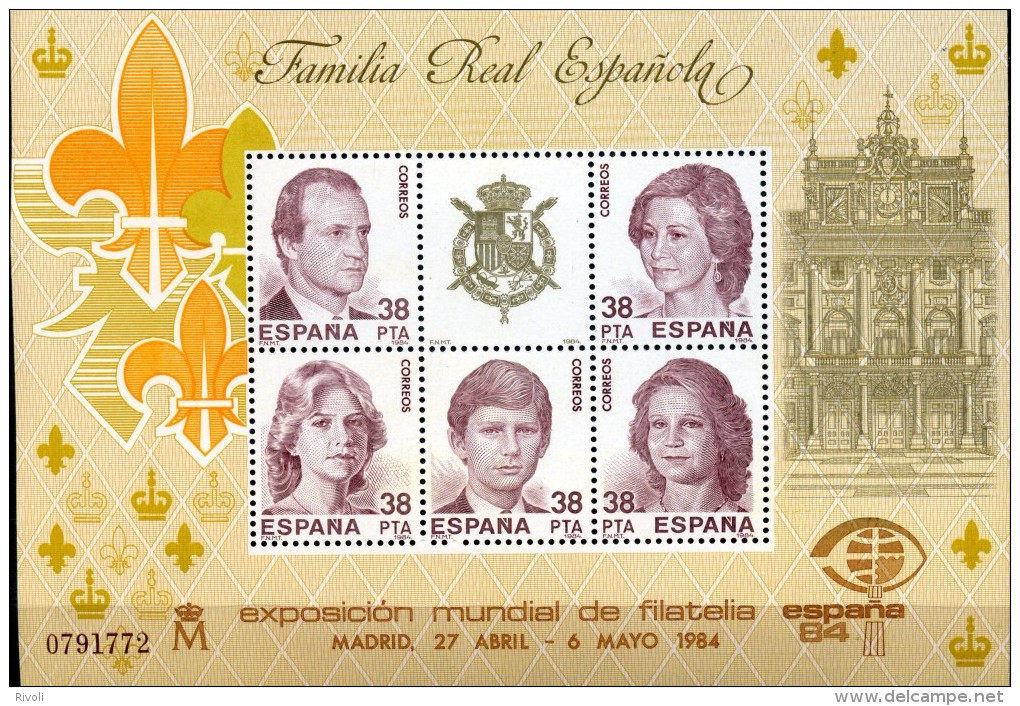 ESPAGNE - 1984 - FAMILLE ROYALE - EXPOSITION PHILATELIQUE MONDIALE -BLOC N°33  LUXE MNH ** - Blokken & Velletjes