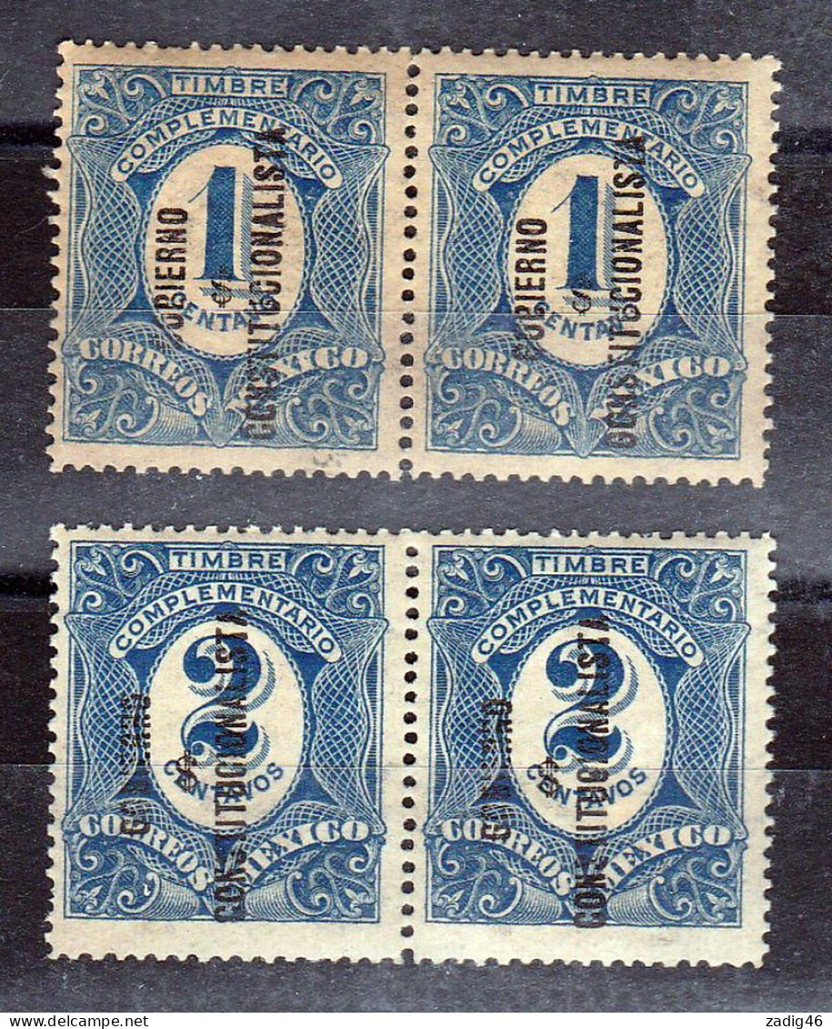 MEXIQUE - TIMBRES TAXE N° 6 ET 7 (Y&T) X 2 -SURCHARGE  K- NEUFS SANS CHARNIERES ** - Mexiko