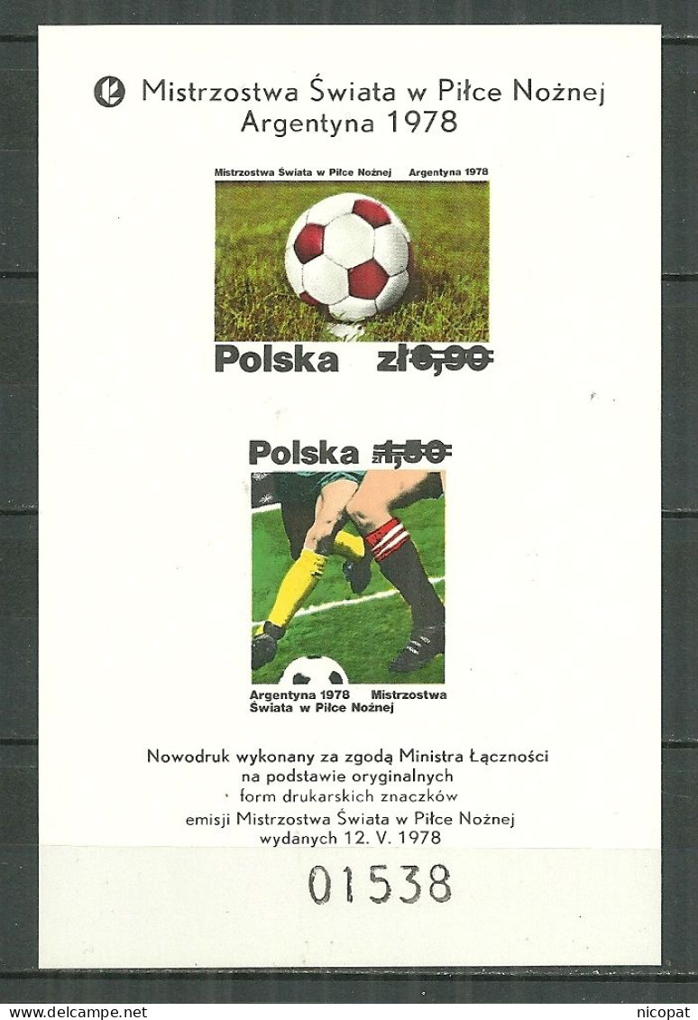 POLAND MNH ** 2384-2385 En Bloc RARE Non Catalogué Dans Yvert, Coupe Du Monde De Football En Argentine Soccer Ballon - Blocks & Kleinbögen