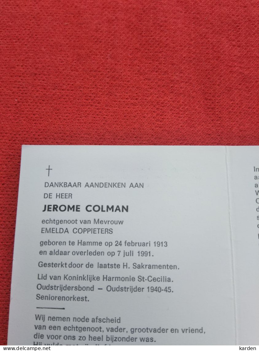 Doodsprentje Jerome Colman / Hamme 24/2/1913 - 7/7/1991 ( Emelda Coppieters ) - Religion &  Esoterik