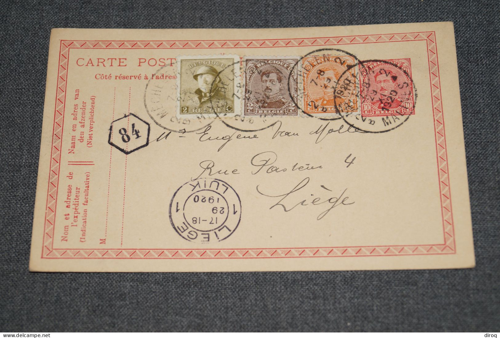 Ancien Envoi 1920,poste N° 84 ,Liège Pour Collection - Briefkaarten 1909-1934