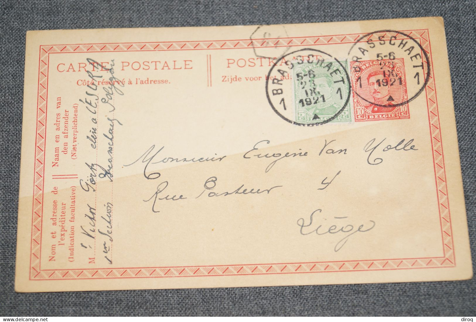 Très Bel Envoi 1921,belle Oblitération De Braschaet, Pour Collection - Briefkaarten 1909-1934