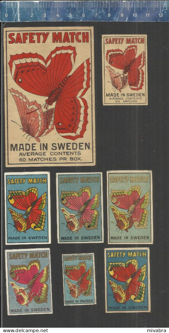 BUTTERFLY - BUTTERFLIES (PAPILLONS  SCHMETTERLINGE VLINDERS) - OLD VINTAGE MATCHBOX LABELS MADE IN SWEDEN - Cajas De Cerillas - Etiquetas