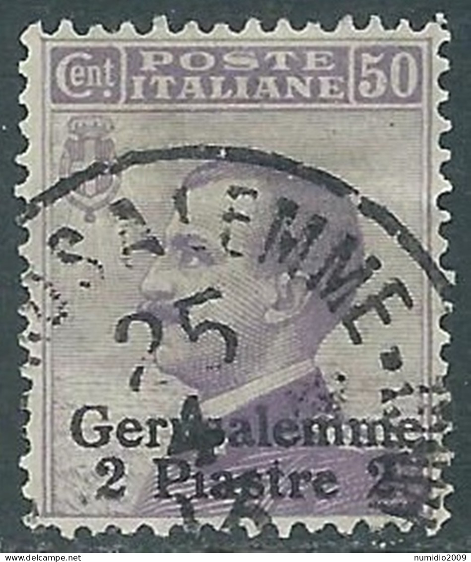 1909-11 LEVANTE GERUSALEMME USATO 2 PI SU 50 CENT - RB37-3 - Europese En Aziatische Kantoren