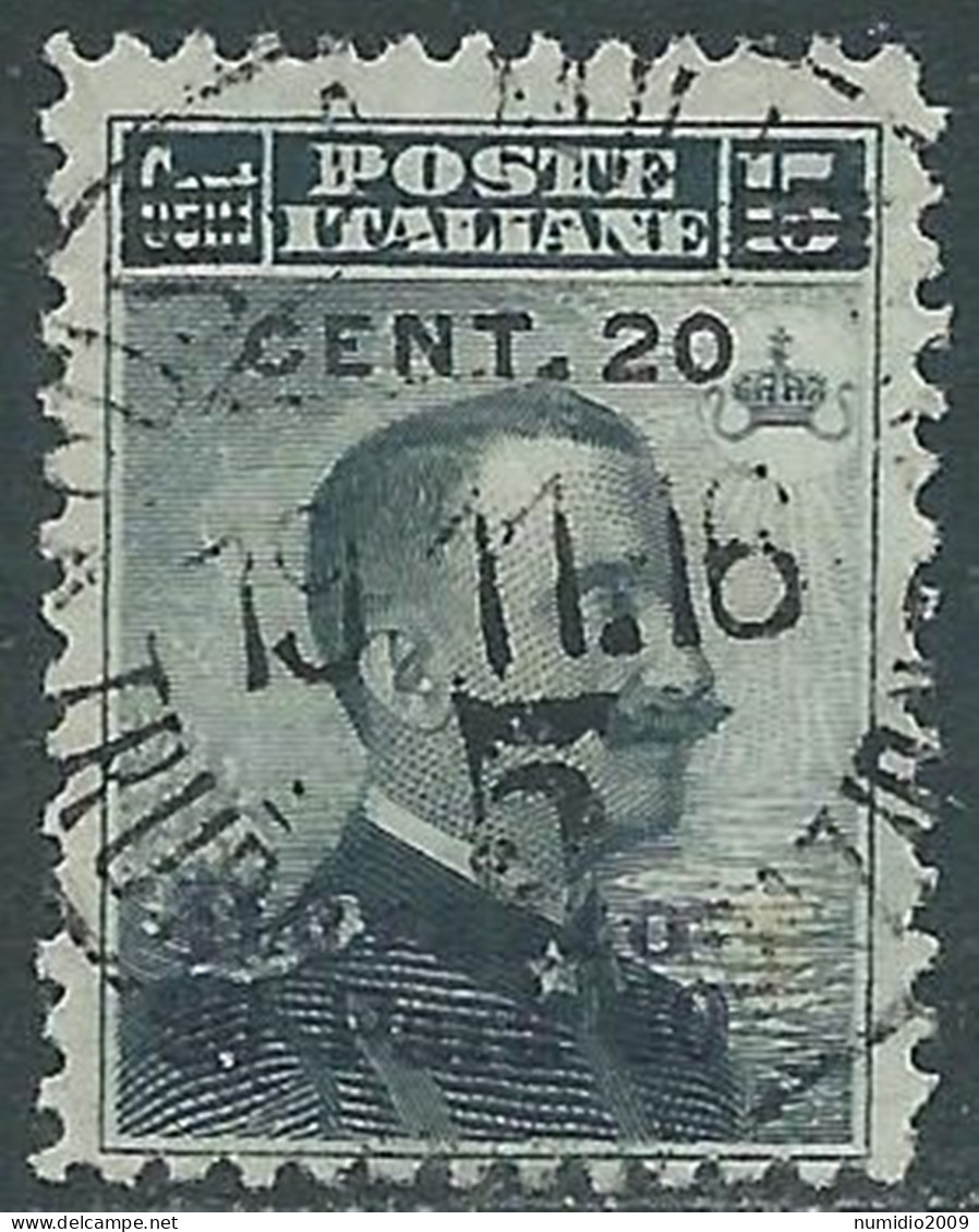 1916 LEVANTE SCUTARI D'ALBANIA USATO 20 CENT SU 30 PA SU 15 CENT - SV29 - European And Asian Offices