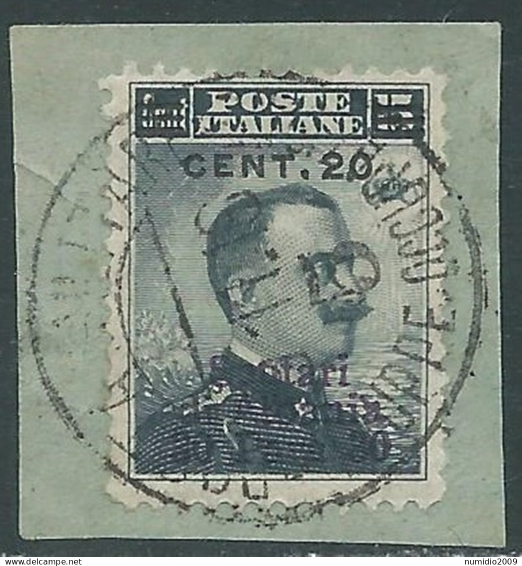 1916 LEVANTE SCUTARI D'ALBANIA USATO 20 CENT SU 30 PA SU 15 CENT - SV28-2 - European And Asian Offices