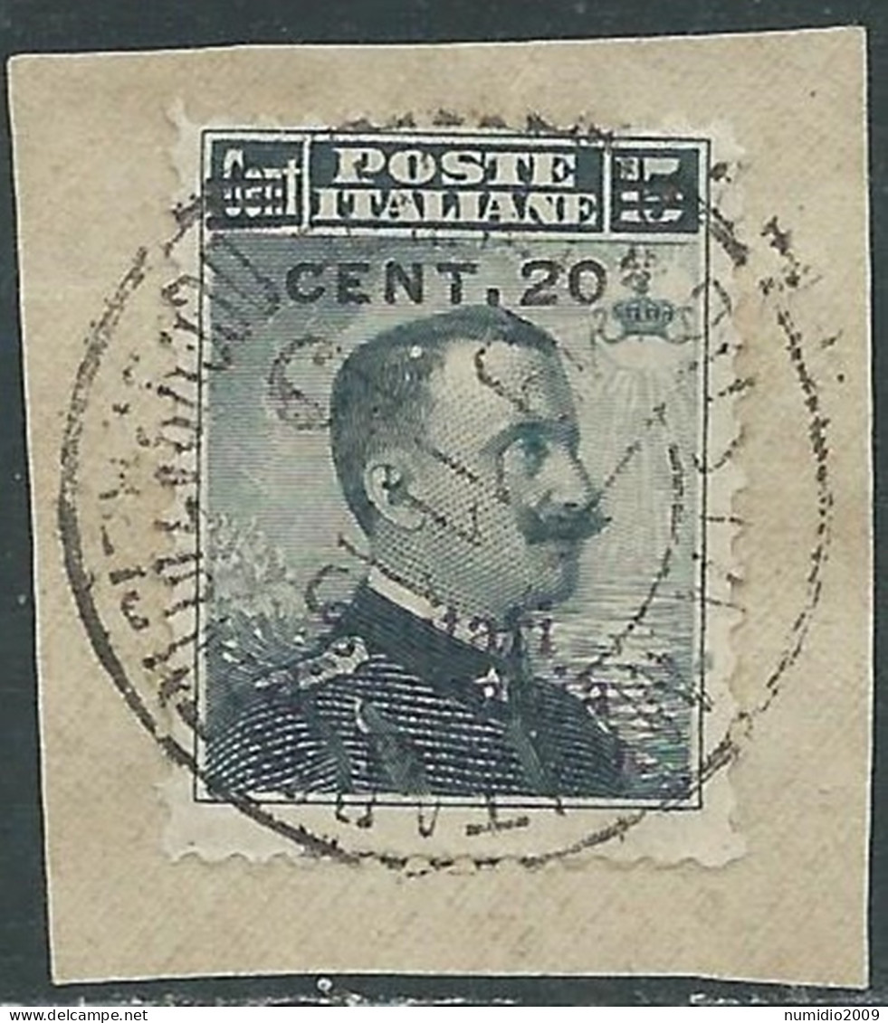 1916 LEVANTE SCUTARI D'ALBANIA USATO 20 CENT SU 30 PA SU 15 CENT - SV27-5 - Europese En Aziatische Kantoren