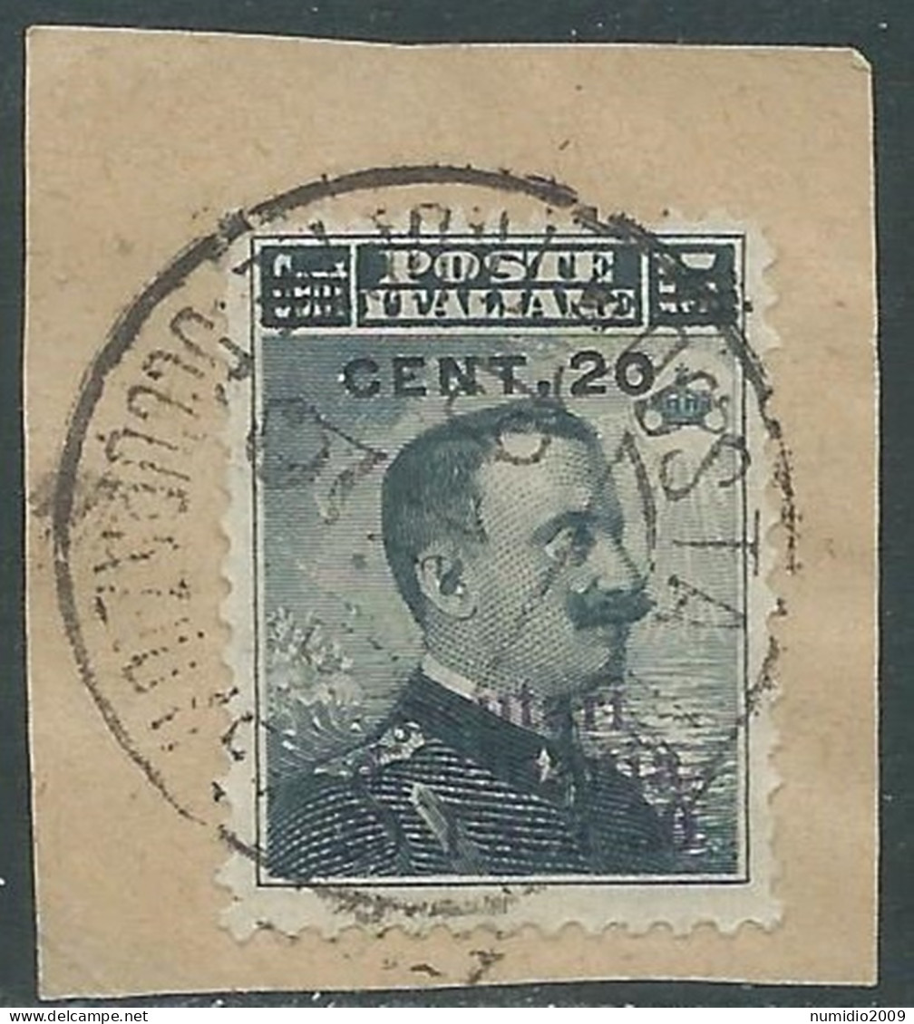 1916 LEVANTE SCUTARI D'ALBANIA USATO 20 CENT SU 30 PA SU 15 CENT - SV27-2 - Bureaux D'Europe & D'Asie