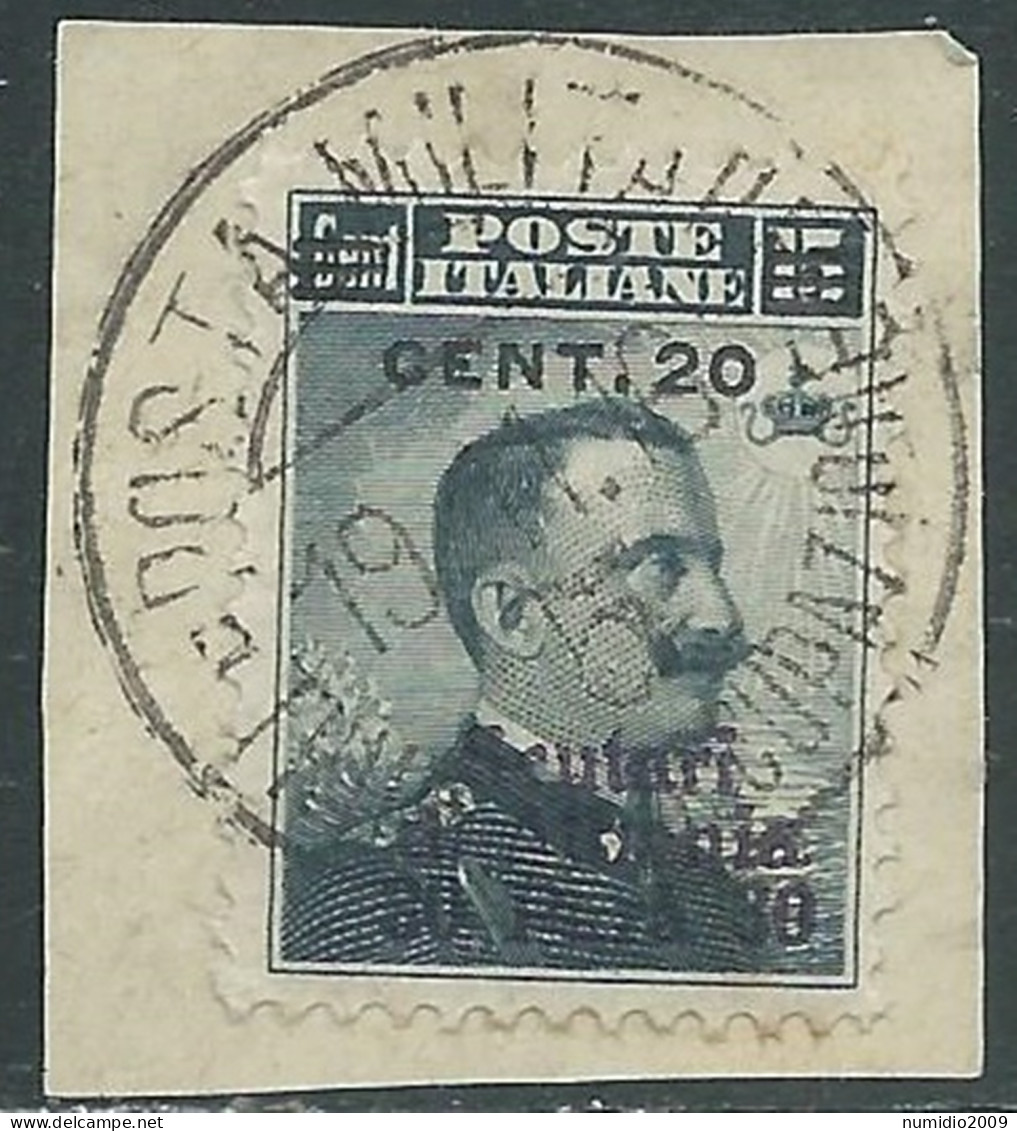 1916 LEVANTE SCUTARI D'ALBANIA USATO 20 CENT SU 30 PA SU 15 CENT - SV26-6 - Uffici D'Europa E D'Asia