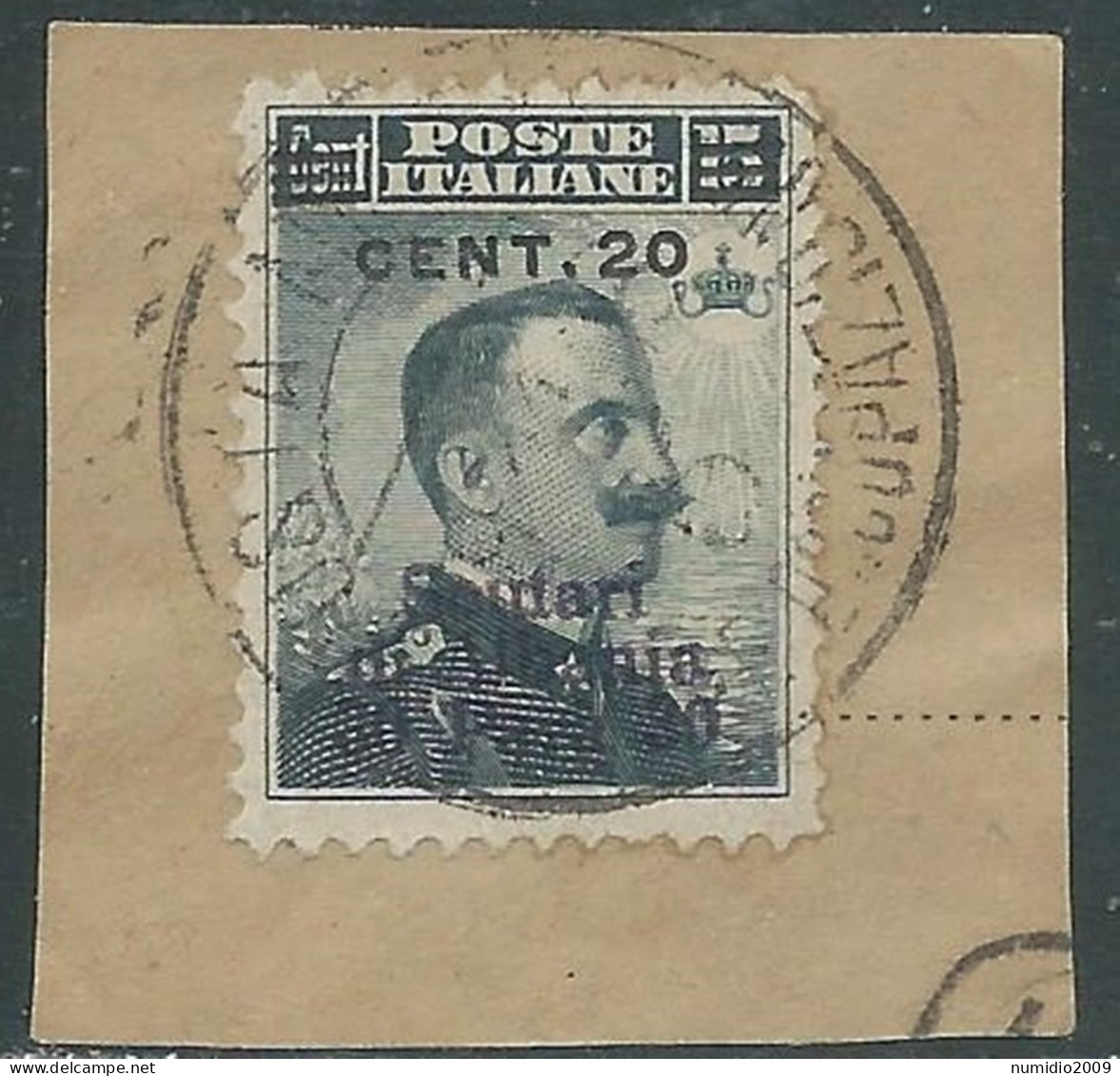 1916 LEVANTE SCUTARI D'ALBANIA USATO 20 CENT SU 30 PA SU 15 CENT - SV26-3 - Bureaux D'Europe & D'Asie