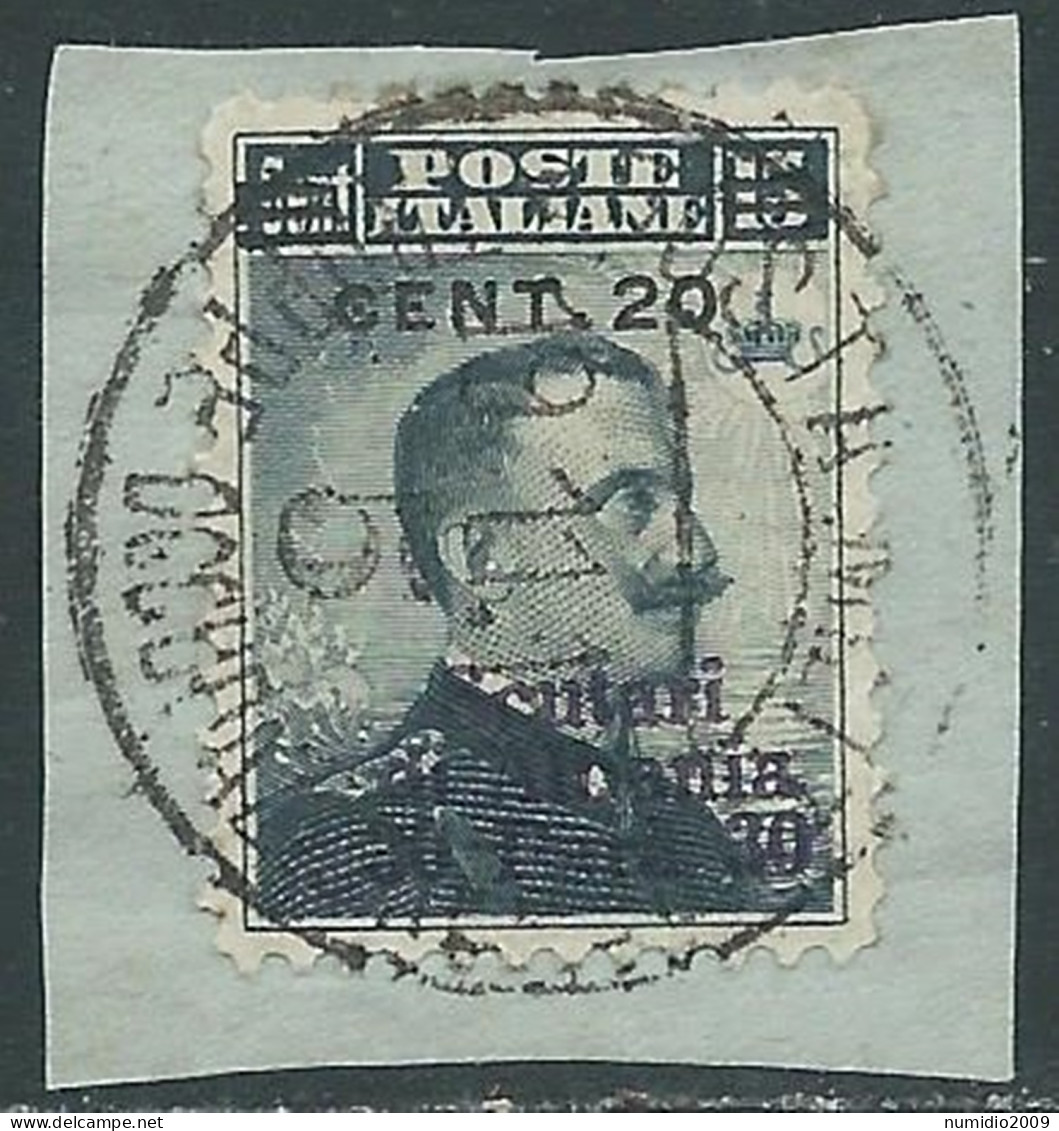 1916 LEVANTE SCUTARI D'ALBANIA USATO 20 CENT SU 30 PA SU 15 CENT - SV26-2 - Bureaux D'Europe & D'Asie