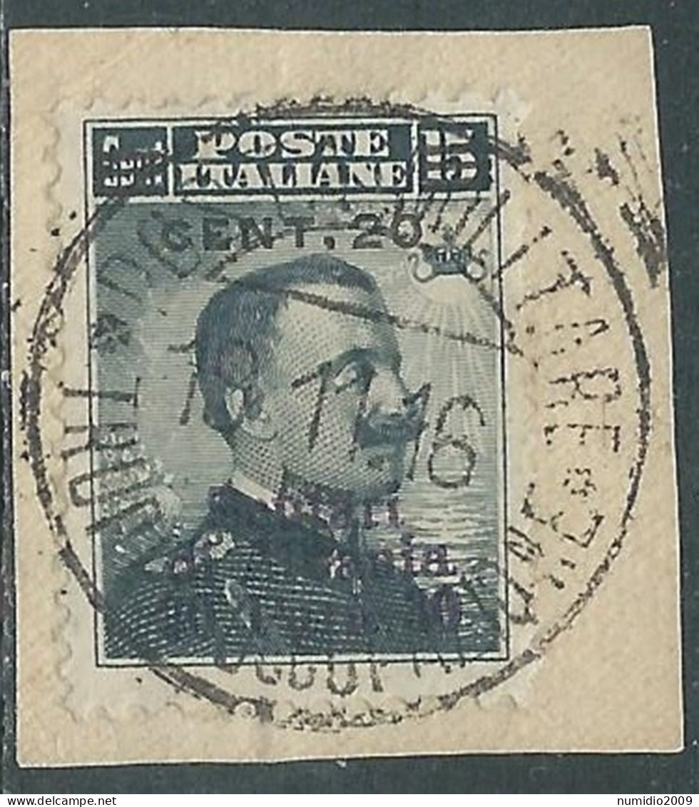 1916 LEVANTE SCUTARI D'ALBANIA USATO 20 CENT SU 30 PA SU 15 CENT - SV26 - Uffici D'Europa E D'Asia