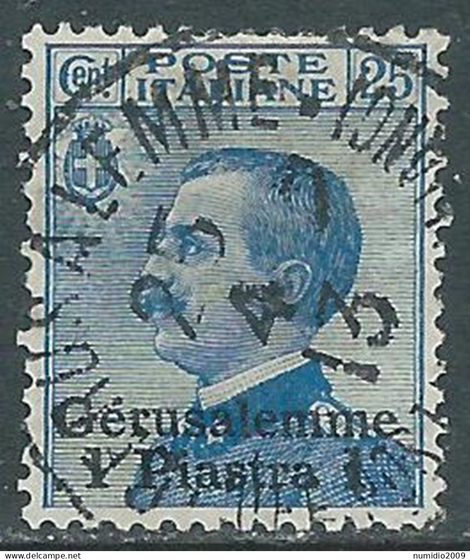 1909-11 LEVANTE GERUSALEMME USATO 1 PI SU 25 CENT - RB37-3 - Europa- Und Asienämter