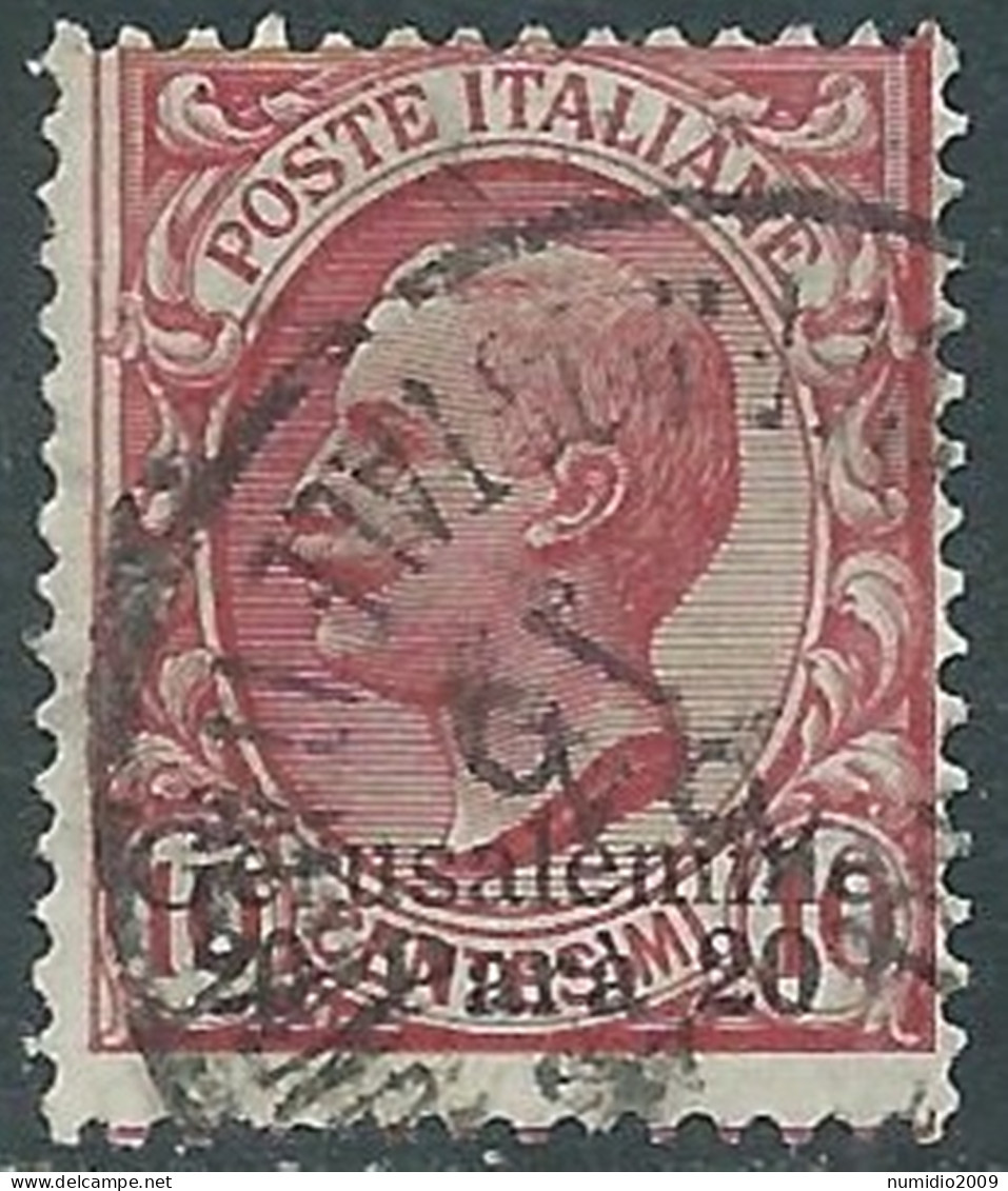 1909-11 LEVANTE GERUSALEMME USATO 20 PA SU 10 CENT - RB37-4 - Bureaux D'Europe & D'Asie