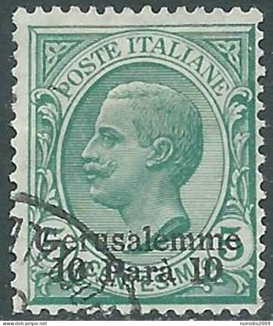 1909-11 LEVANTE GERUSALEMME USATO 10 PA SU 5 CENT - RB37-3 - Bureaux D'Europe & D'Asie