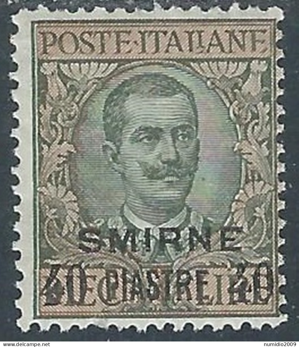 1909-11 LEVANTE SMIRNE 40 PI SU 10 LIRE MH * - I42-9 - Uffici D'Europa E D'Asia