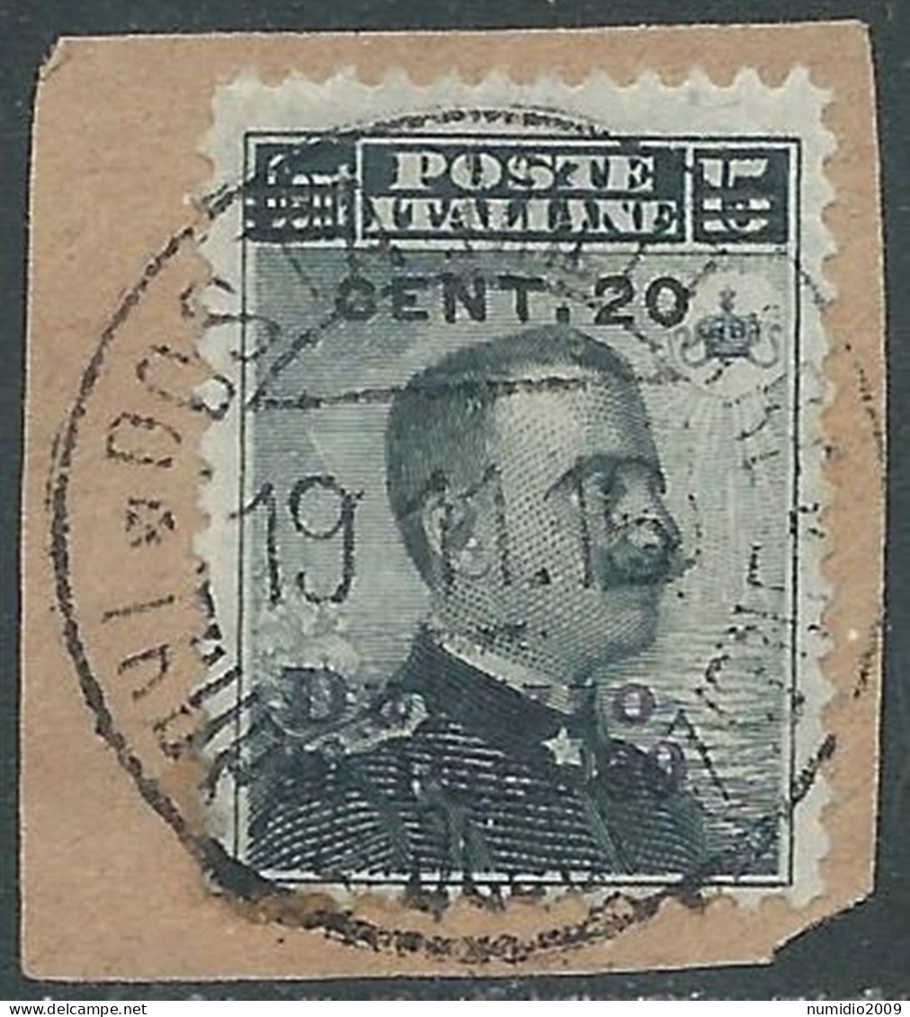 1916 LEVANTE DURAZZO USATO 20 CENT SU 30 PA SU 15 CENT - SV27-10 - European And Asian Offices