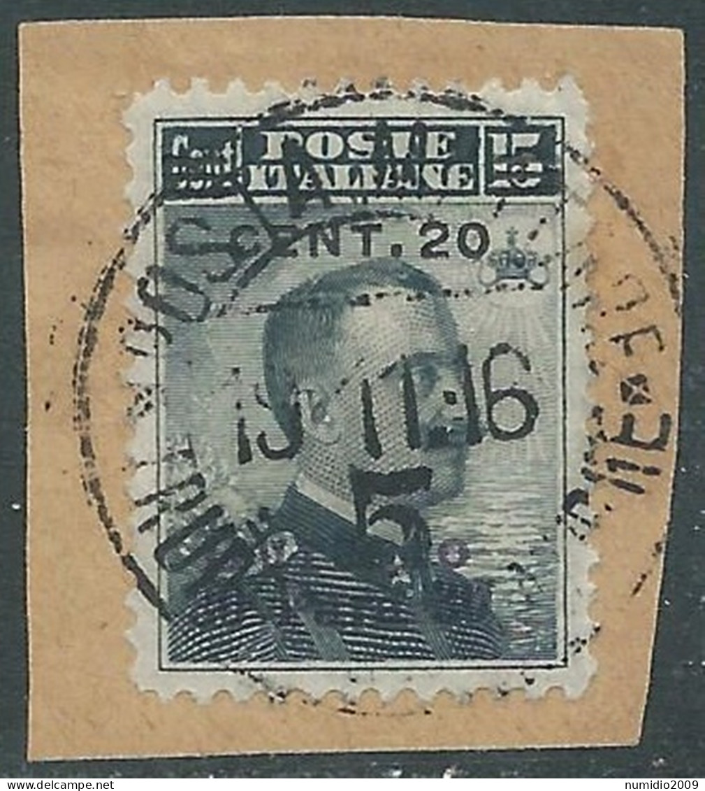 1916 LEVANTE DURAZZO USATO 20 CENT SU 30 PA SU 15 CENT - SV27-9 - Europa- Und Asienämter