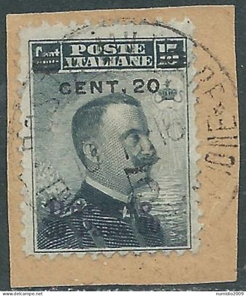 1916 LEVANTE DURAZZO USATO 20 CENT SU 30 PA SU 15 CENT - SV27-6 - European And Asian Offices