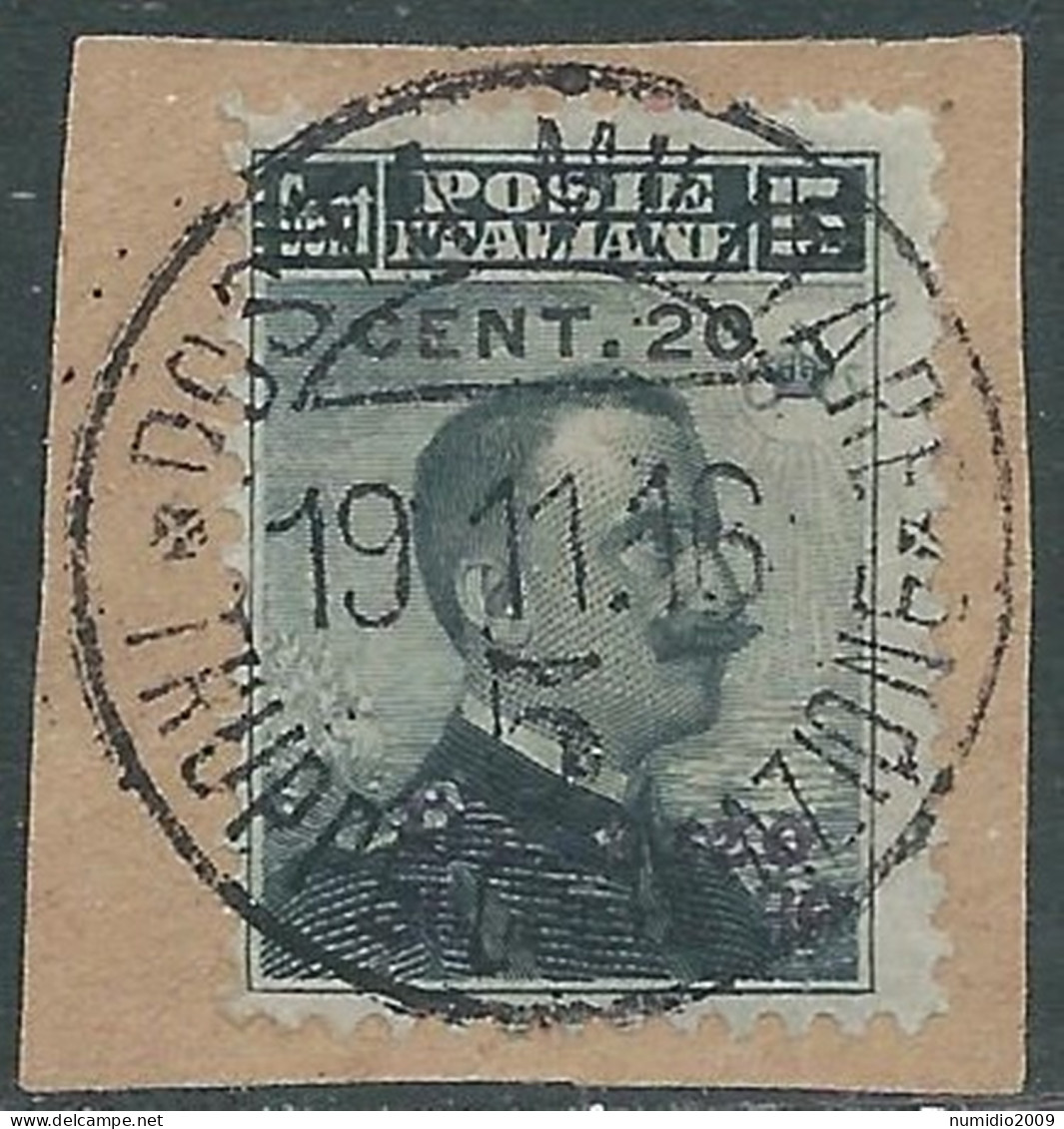 1916 LEVANTE DURAZZO USATO 20 CENT SU 30 PA SU 15 CENT - SV27-2 - Europa- Und Asienämter