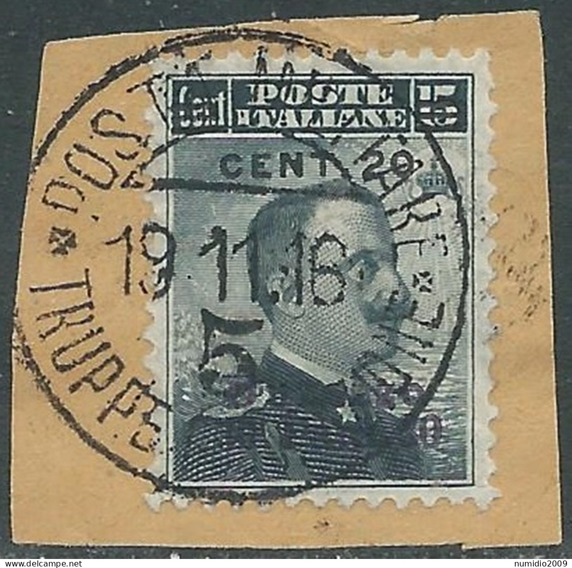 1916 LEVANTE DURAZZO USATO 20 CENT SU 30 PA SU 15 CENT - SV26-7 - Europa- Und Asienämter