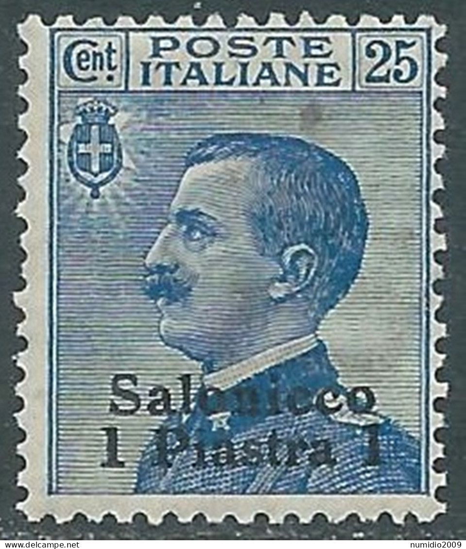 1909-11 LEVANTE SALONICCO 1 PI SU 25 CENT MNH ** - I38-10 - Europa- Und Asienämter