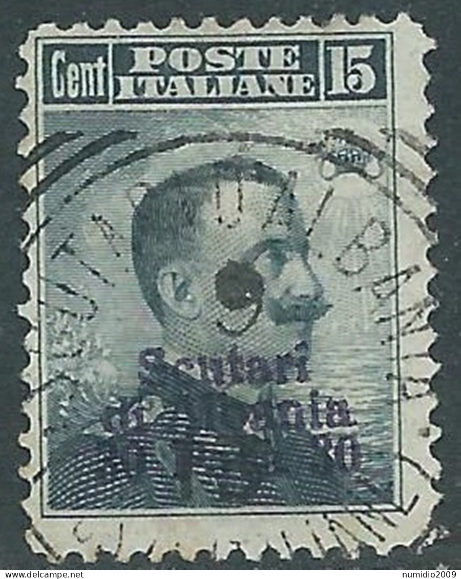 1909-11 LEVANTE SCUTARI D'ALBANIA USATO 30 PA SU 15 CENT - RB37-9 - Bureaux D'Europe & D'Asie