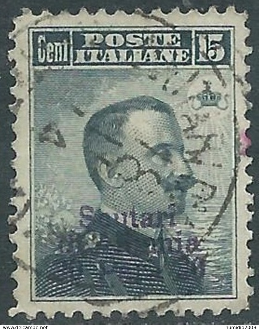 1909-11 LEVANTE SCUTARI D'ALBANIA USATO 30 PA SU 15 CENT - RB37-4 - Bureaux D'Europe & D'Asie