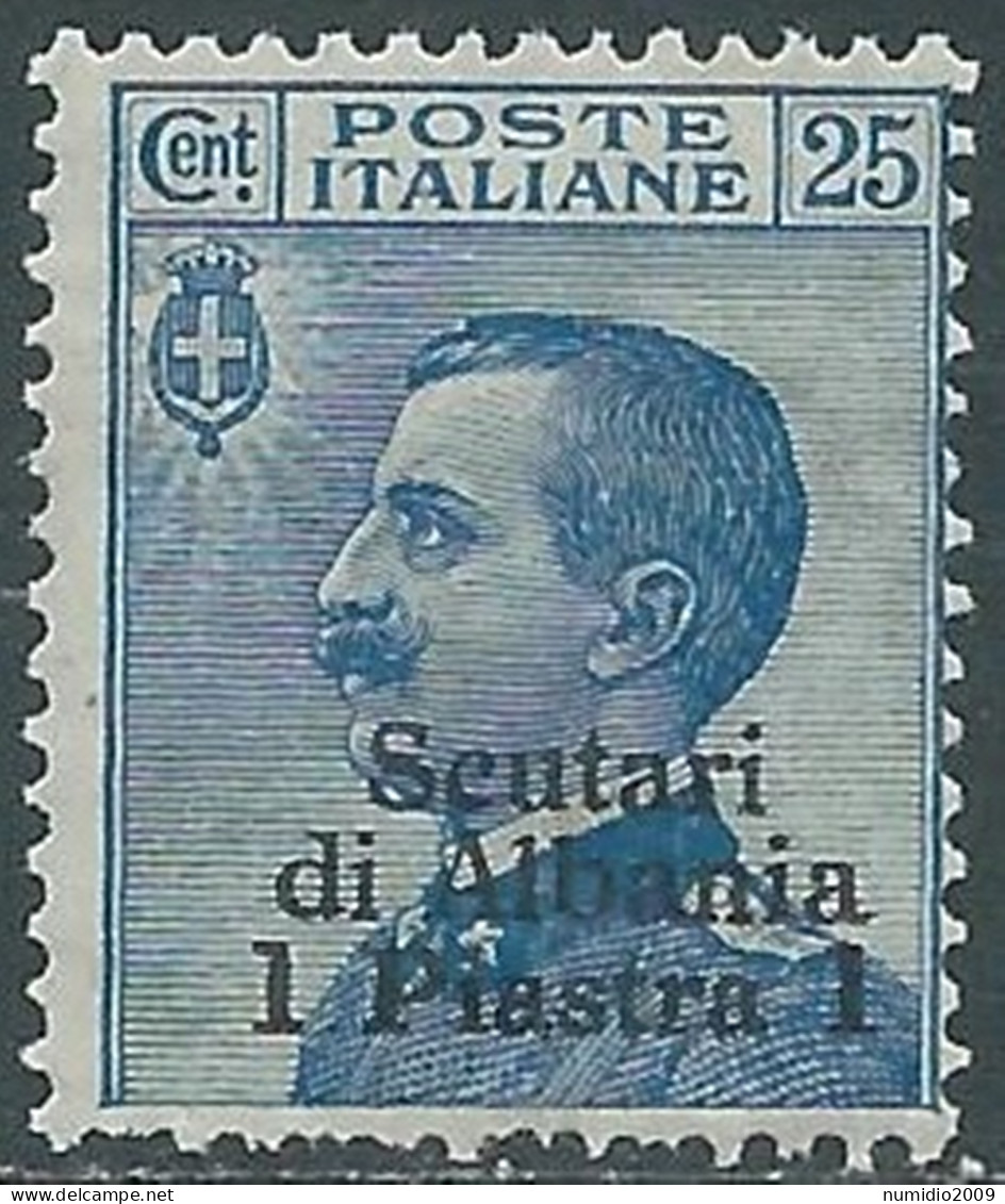 1909-11 LEVANTE SCUTARI D'ALBANIA 1 PI SU 25 CENT MNH ** - I38-10 - Europese En Aziatische Kantoren