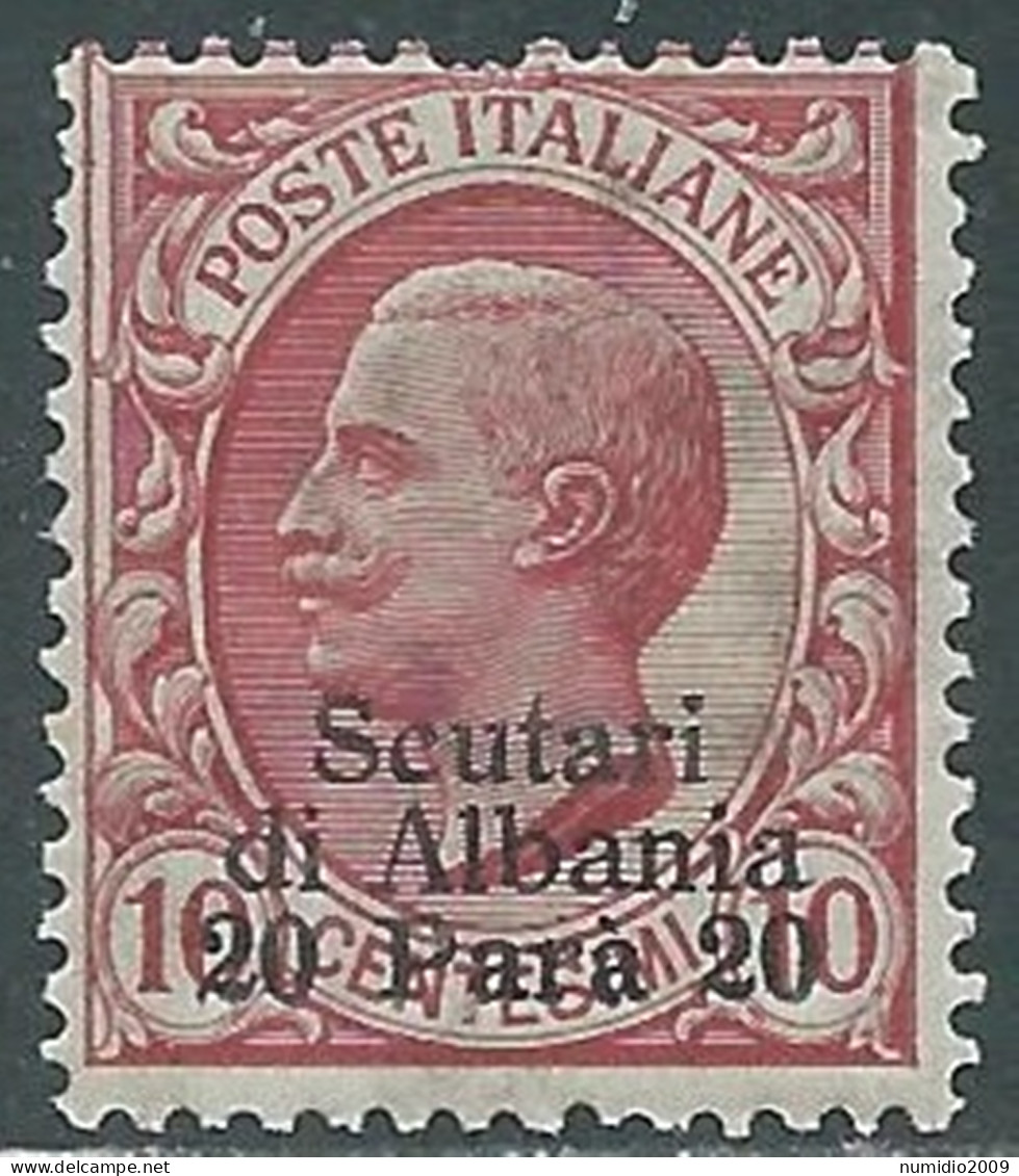 1909-11 LEVANTE SCUTARI D'ALBANIA 20 PA SU 10 CENT MNH ** - I42-7 - Europa- Und Asienämter