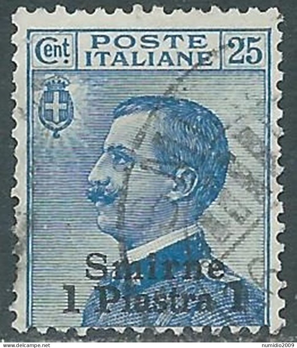 1909-11 LEVANTE SMIRNE USATO 1 PI SU 25 CENT - RB46 - Uffici D'Europa E D'Asia