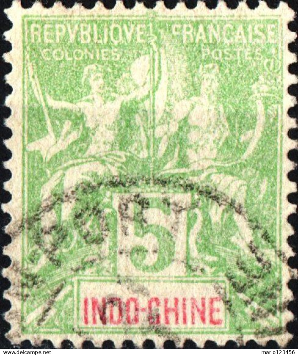 INDOCINA FRANCESE, INDOCHINA, TIPO “GROUPE”, 1899, USATI Yt:FR-IC 17, Mi:FR-IC 17, Scott:FR-IC 7 - Gebraucht