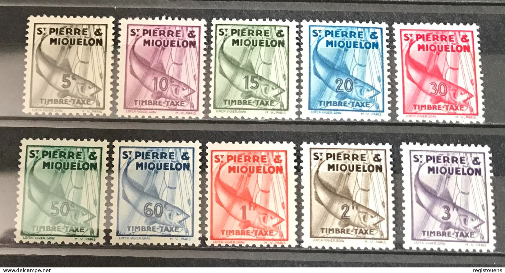 Lot De 10 Timbres Taxes Neufs* Saint Pierre Et Miquelon 1938 - Timbres-taxe