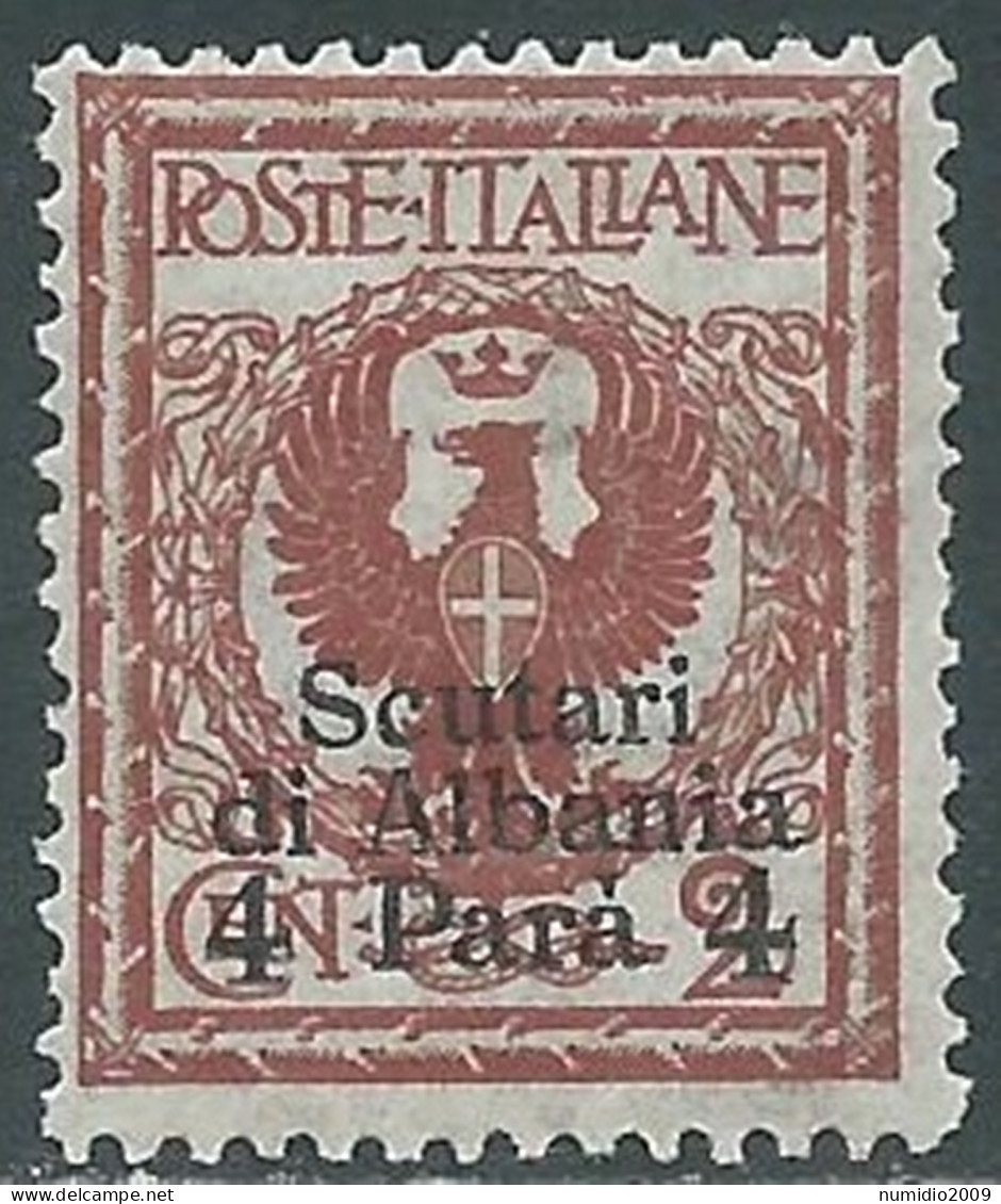 1915 LEVANTE SCUTARI D'ALBANIA 4 PI SU 2 CENT MNH ** - I42-9 - European And Asian Offices