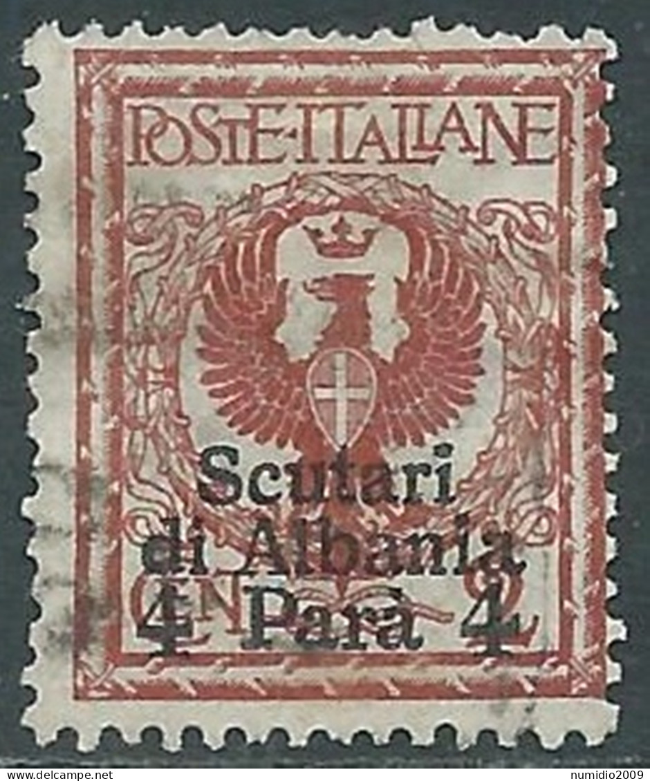 1915 LEVANTE SCUTARI D'ALBANIA USATO 4 PI SU 2 CENT - RB37-9 - European And Asian Offices