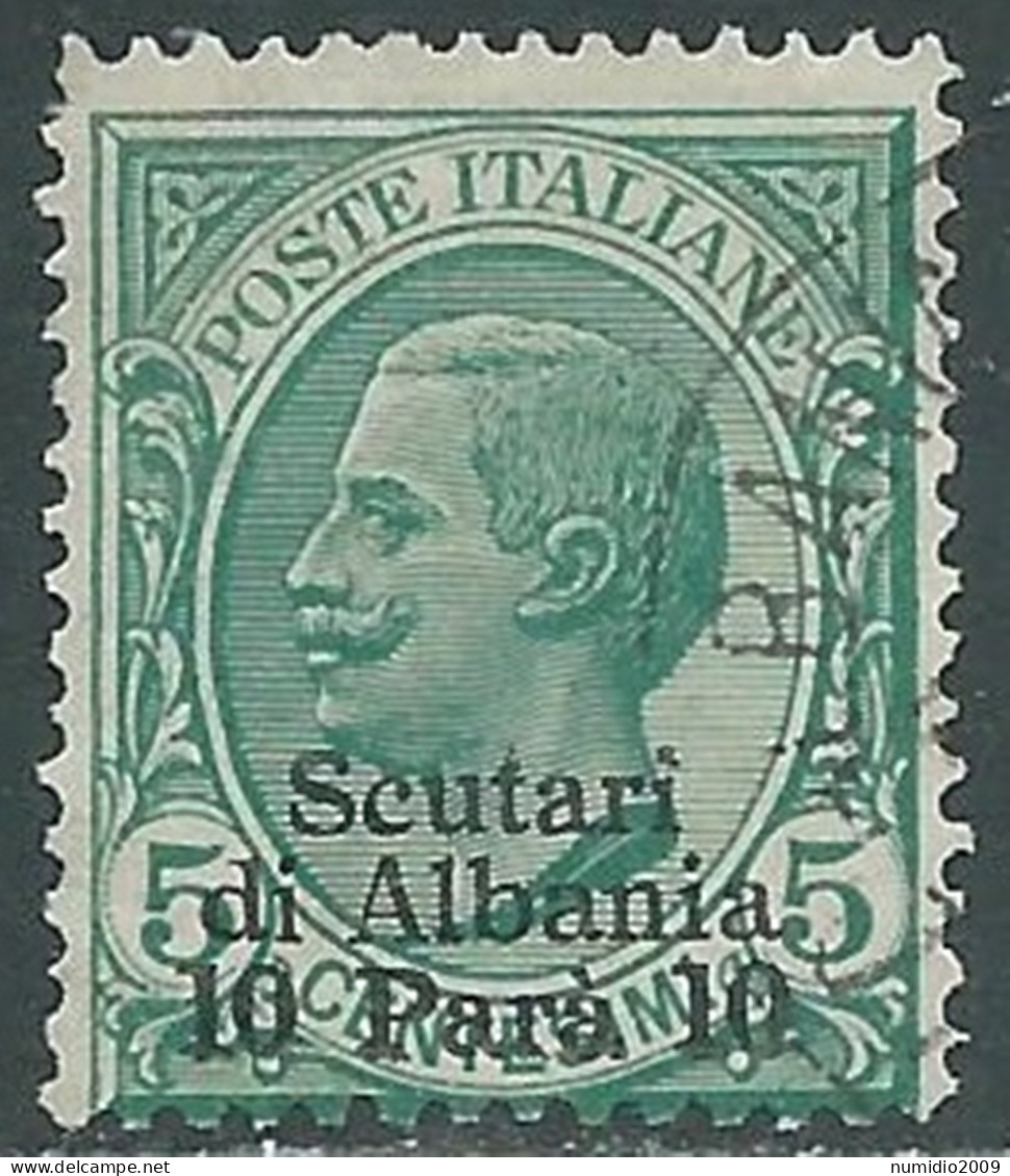 1909-11 LEVANTE SCUTARI D'ALBANIA USATO 10 PA SU 5 CENT - RB46 - Europa- Und Asienämter