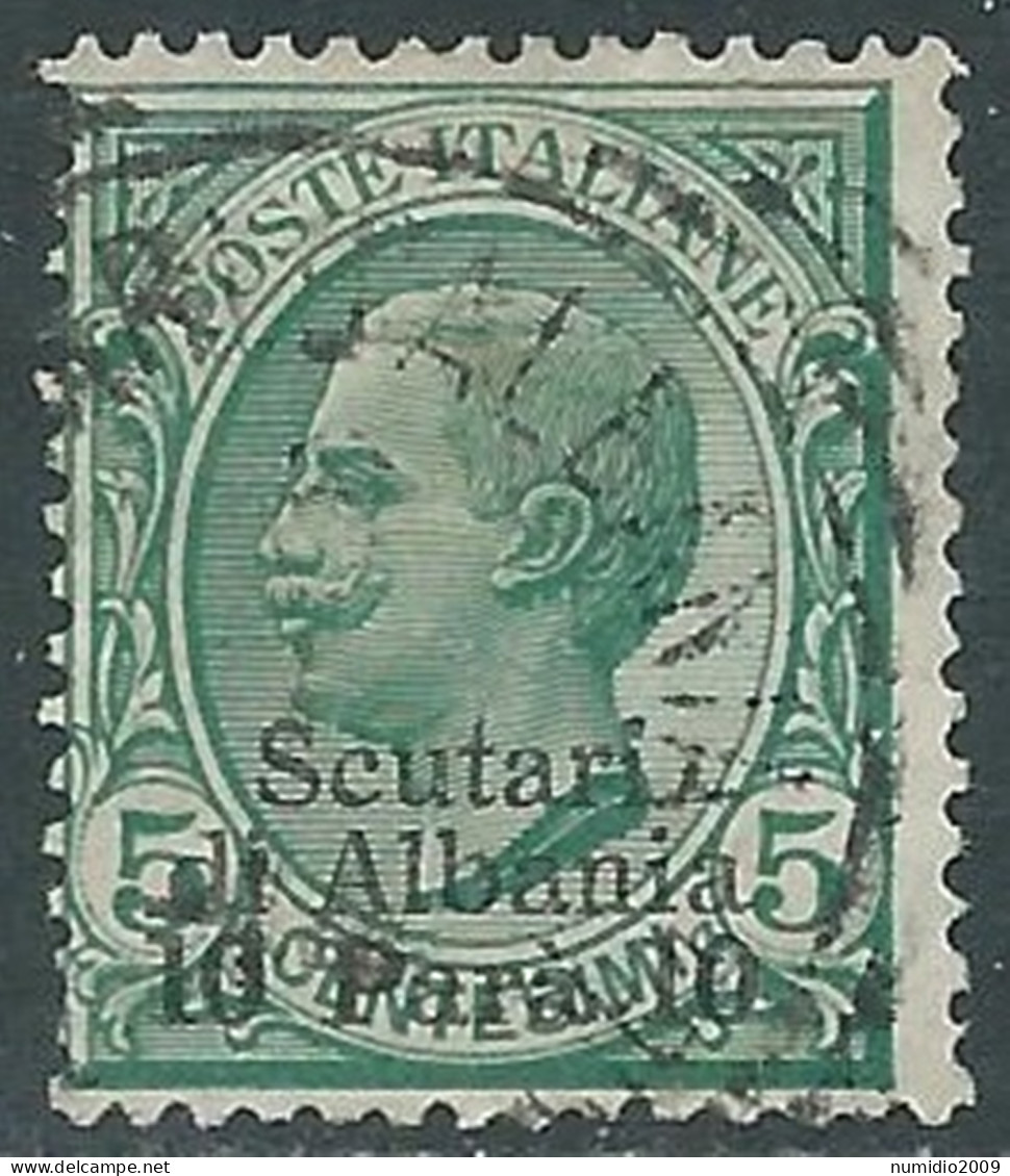 1909-11 LEVANTE SCUTARI D'ALBANIA USATO 10 PA SU 5 CENT - RB37-4 - European And Asian Offices