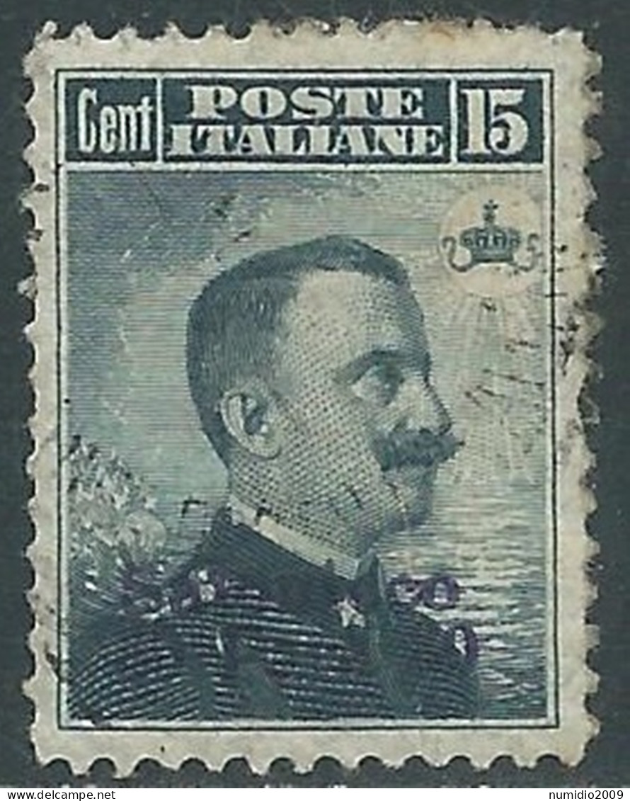 1909-11 LEVANTE SALONICCO USATO 30 PA SU 15 CENT - RB37-9 - Bureaux D'Europe & D'Asie