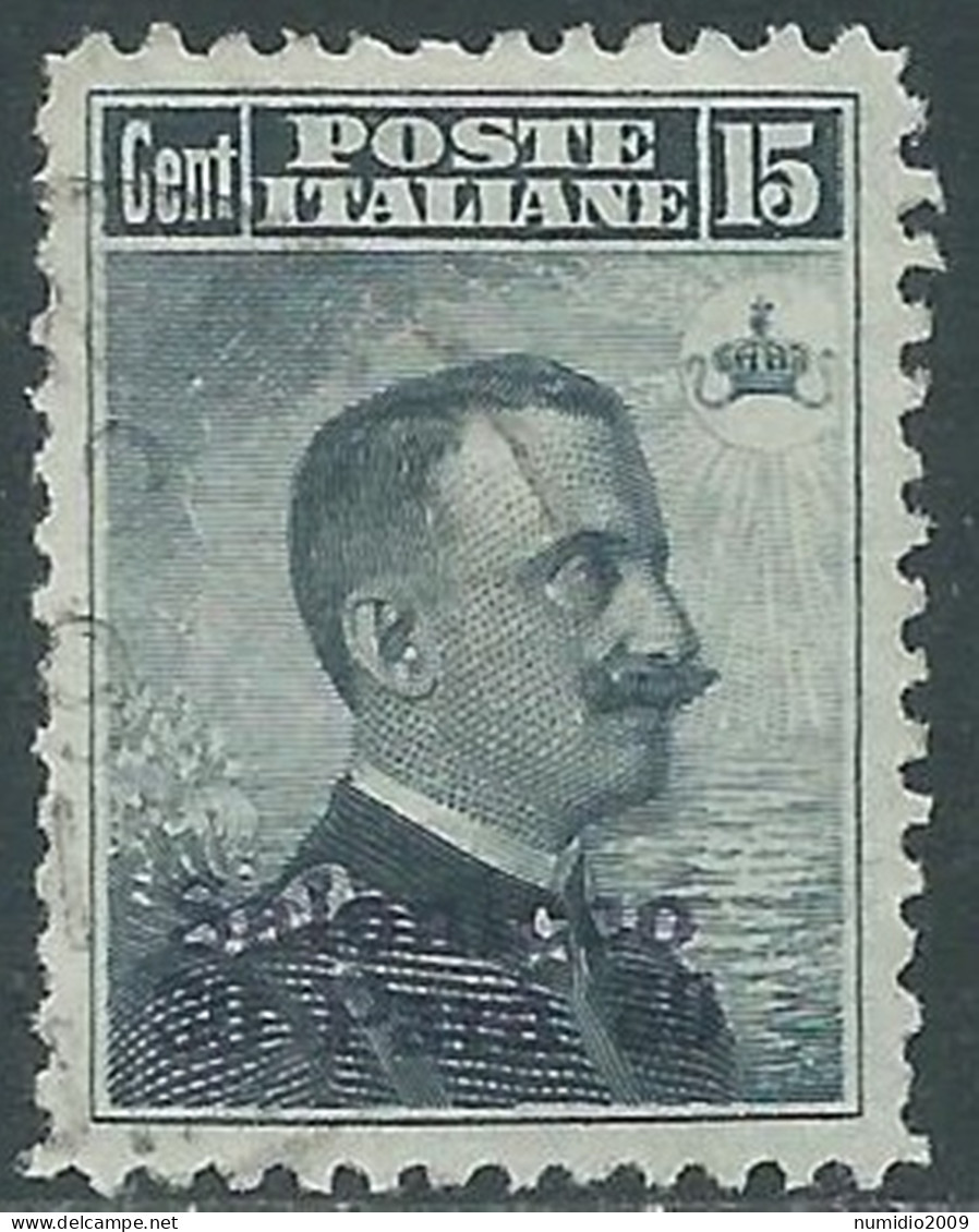 1909-11 LEVANTE SALONICCO USATO 30 PA SU 15 CENT - RB37-10 - Bureaux D'Europe & D'Asie