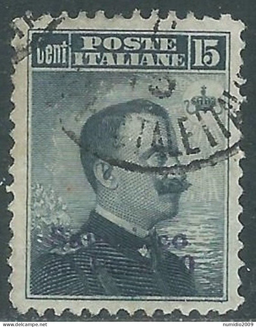 1909-11 LEVANTE SALONICCO USATO 30 PA SU 15 CENT - RB37-4 - Bureaux D'Europe & D'Asie