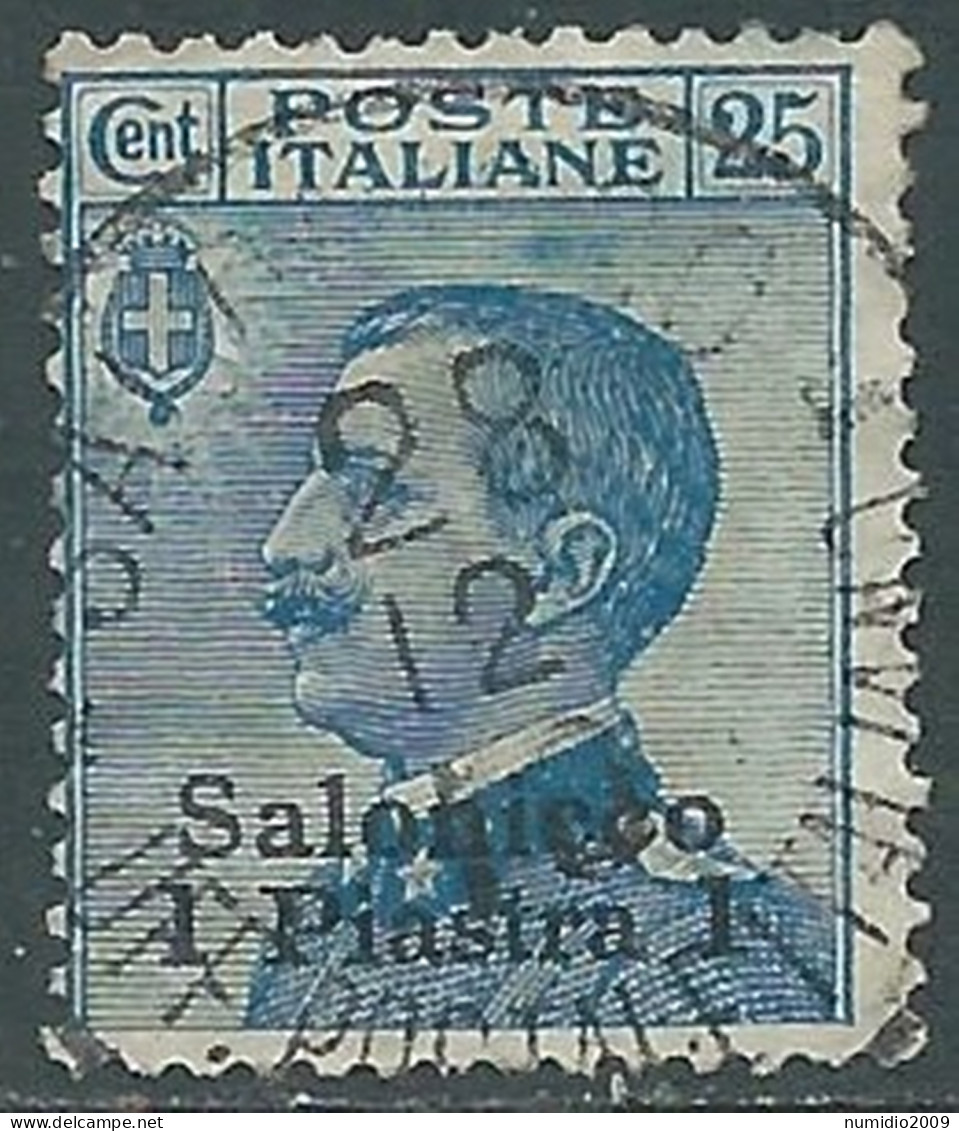 1909-11 LEVANTE SALONICCO USATO 1 PI SU 25 CENT - RB46 - Europa- Und Asienämter