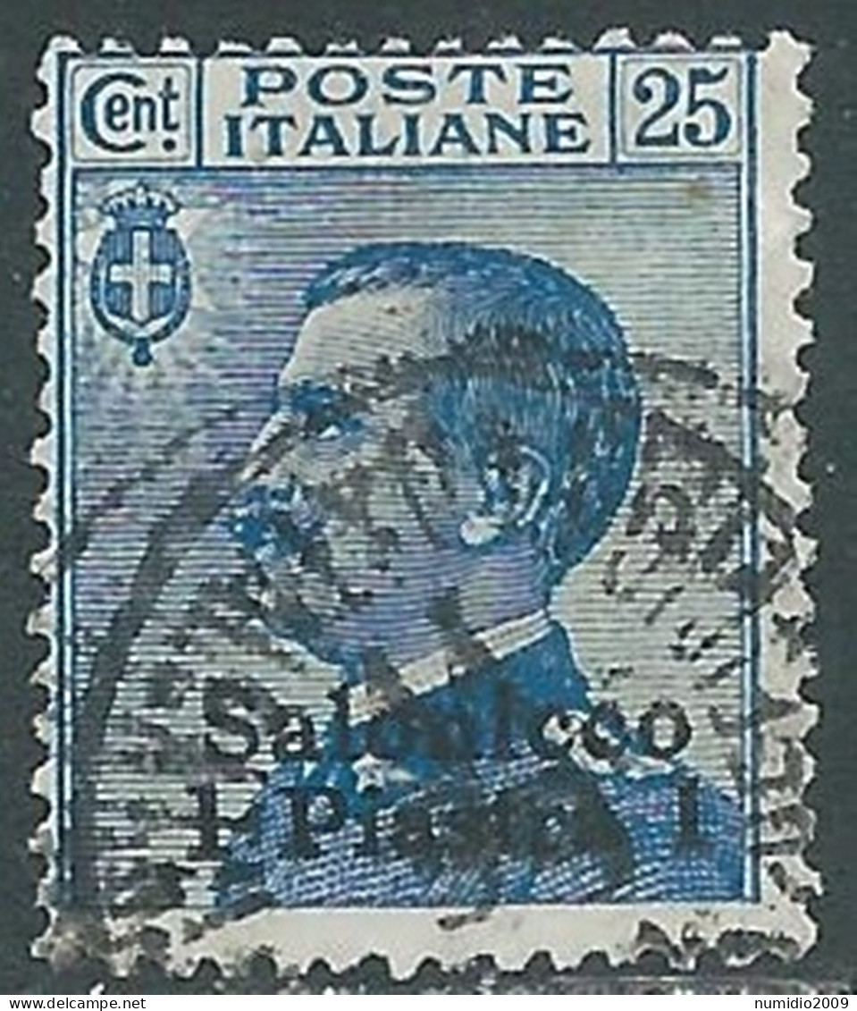 1909-11 LEVANTE SALONICCO USATO 1 PI SU 25 CENT - RB37-8 - Bureaux D'Europe & D'Asie