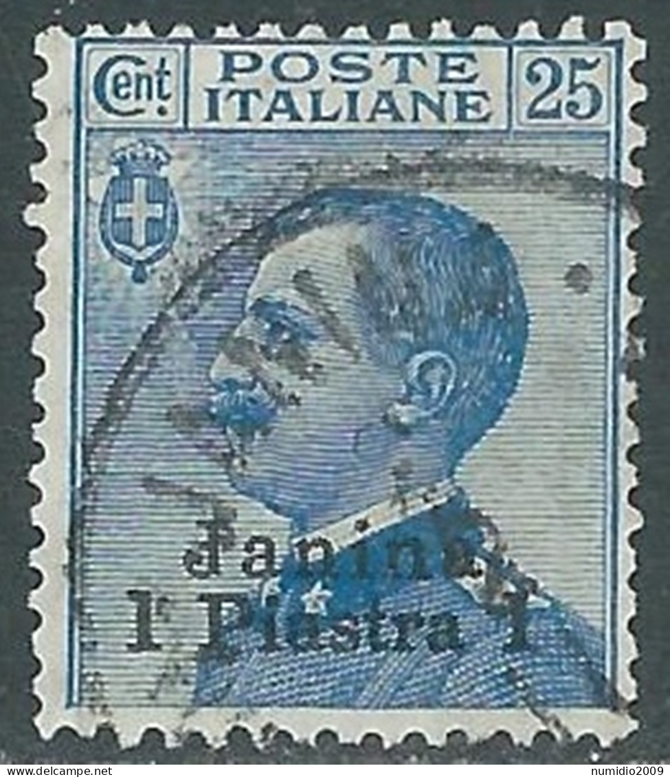 1909-11 LEVANTE GIANNINA USATO 1 PI SU 25 CENT - RB37-7 - European And Asian Offices