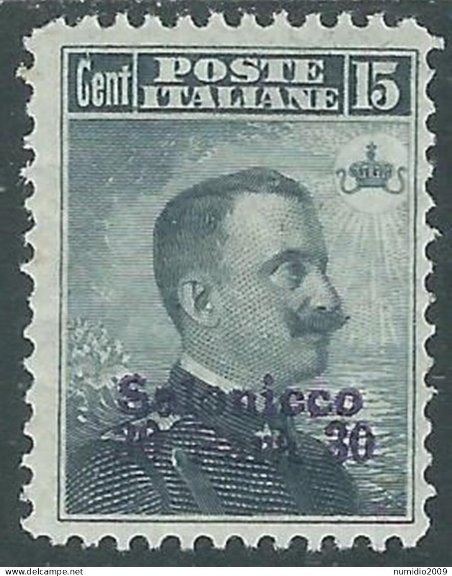 1909-11 LEVANTE SALONICCO 30 PA SU 15 CENT MH * - I38-10 - Oficinas Europeas Y Asiáticas