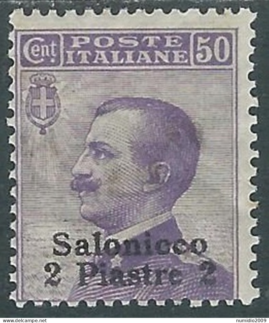 1909-11 LEVANTE SALONICCO 2 PI SU 50 CENT MH * - I38-10 - Europa- Und Asienämter